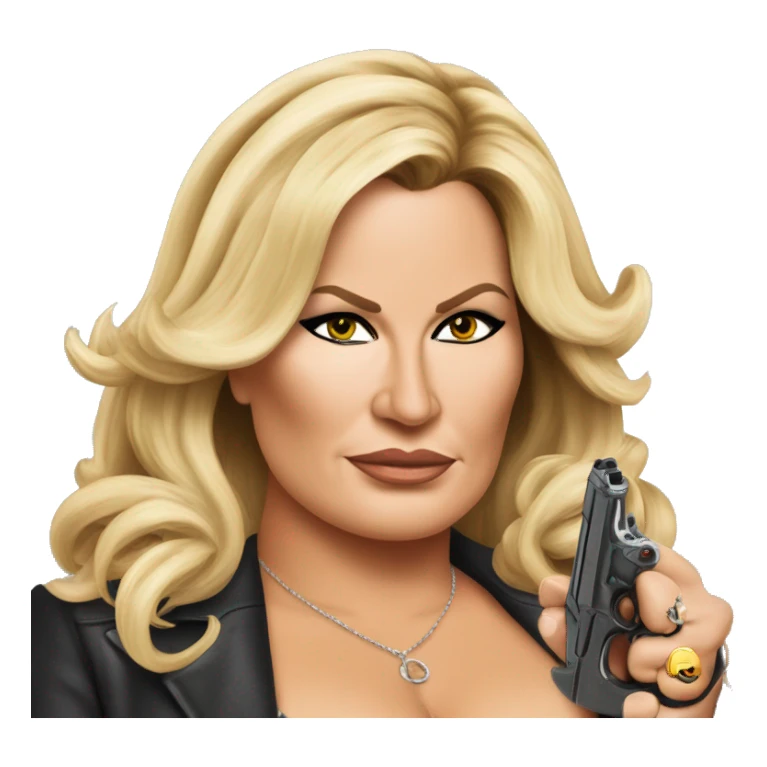 Jennifer Coolidge with a gun sticker
