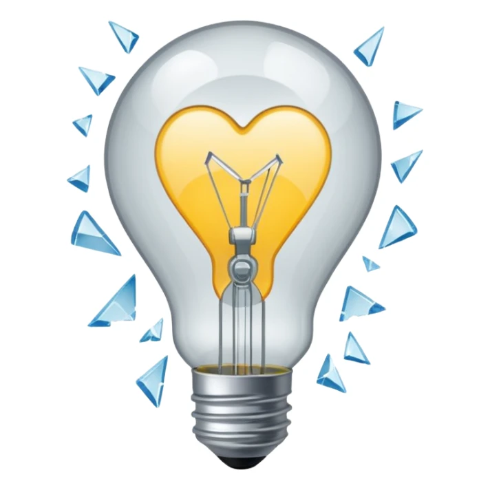 A light bulb broken in half is like "💔" sticker