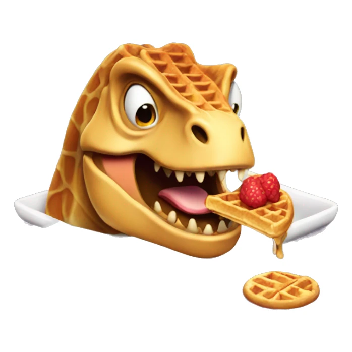 t rex eating  a waffle sticker