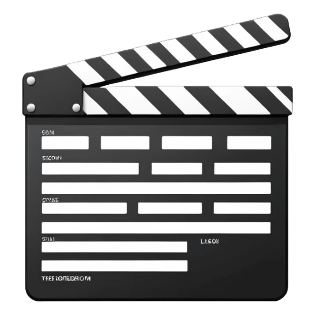 film clapperboard with geometric shape, thin black outlines, single diagonal line, simple design sticker