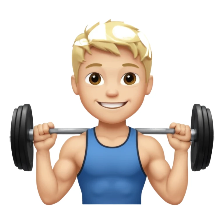 cute blonde boy smiling and lifting weights sticker