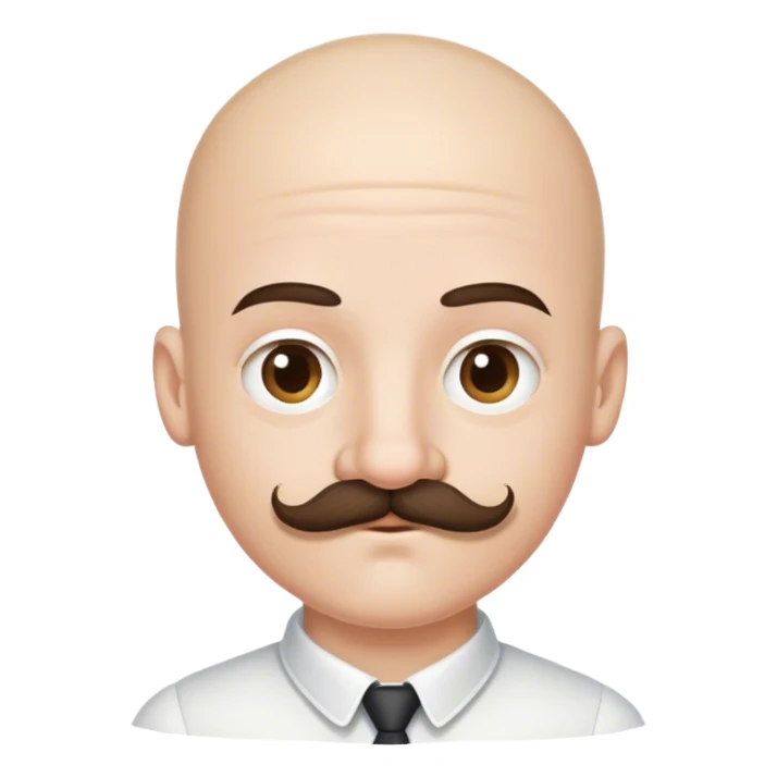 bald boy with handlebar mustache sticker
