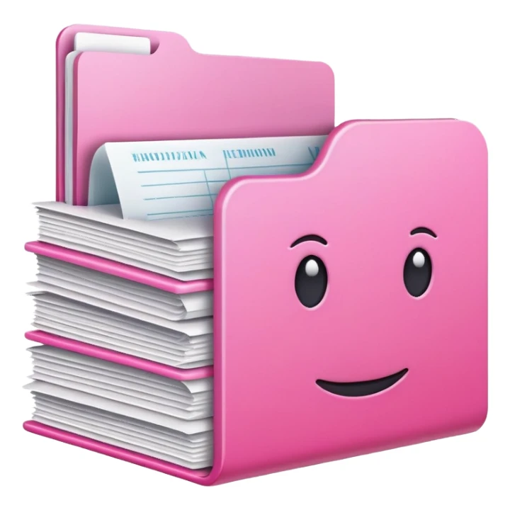 Pink files filled with papers  sticker