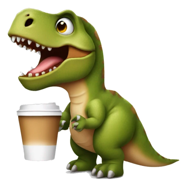 A dinosaur with coffee sticker
