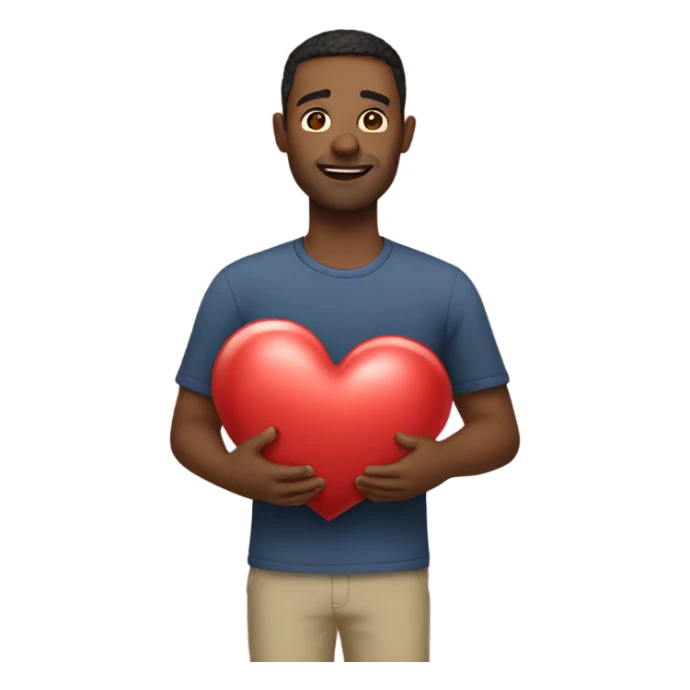 Father holds big heart sticker