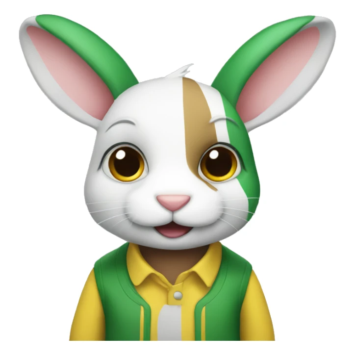 rabbit wearing green and yellow strip sticker