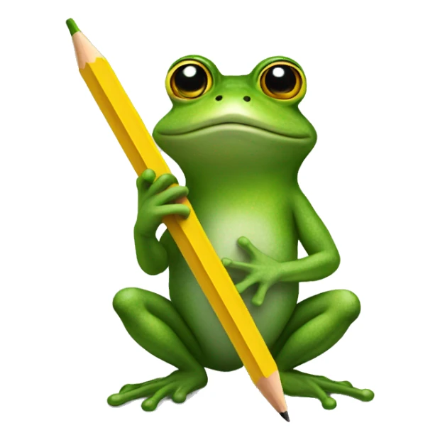 frog holding a yellow pencil sticker