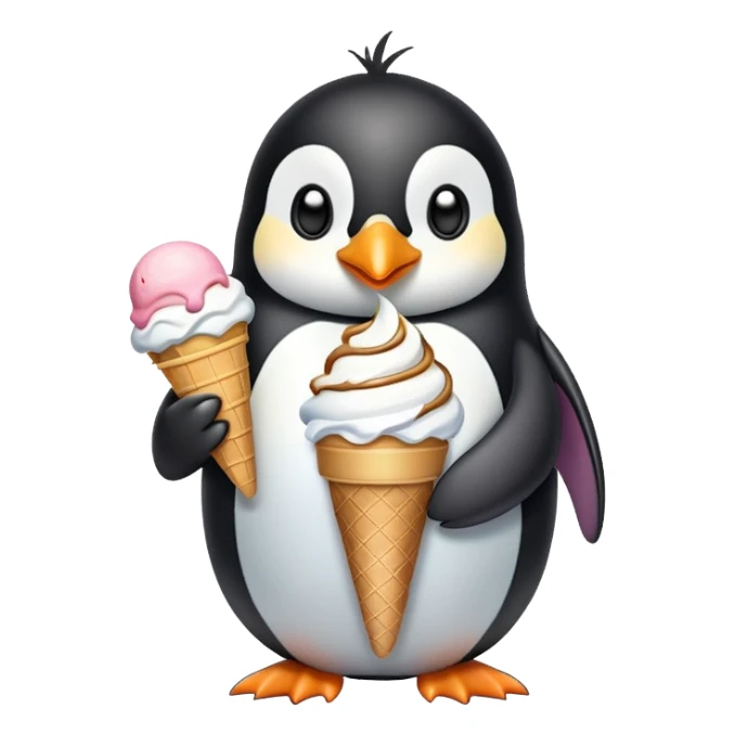 Penguin with ice cream sticker