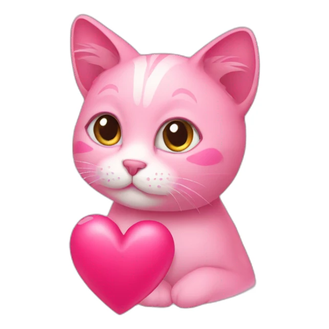 pink cat with heart sticker