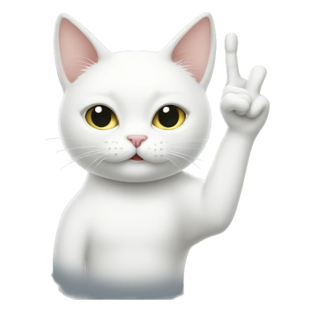 White cat with middle finger up sticker