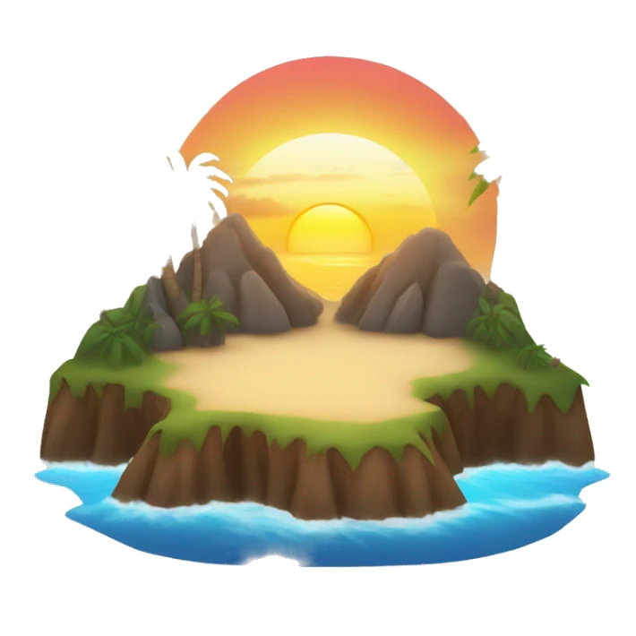 Tropical island with sunset sticker