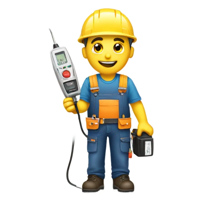 electrician holding a voltage tester sticker