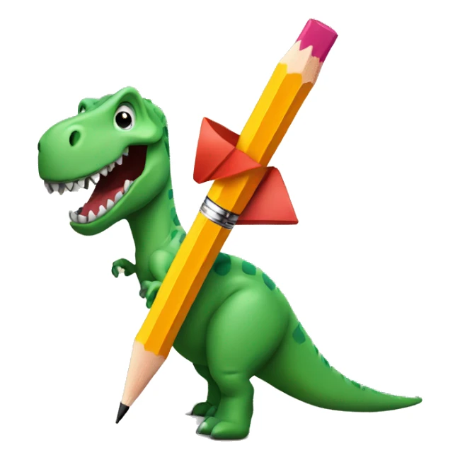 A dinosaur and a pencil sticker