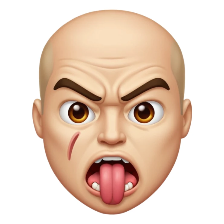an angry face with his tounge sticking out sticker