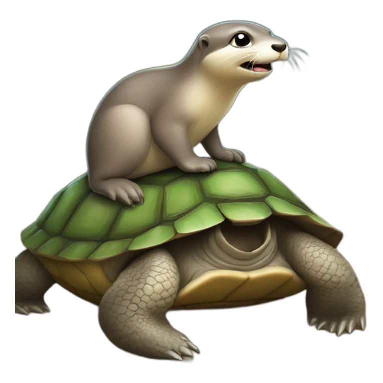 Chat sur une loutre sur une tortue sticker