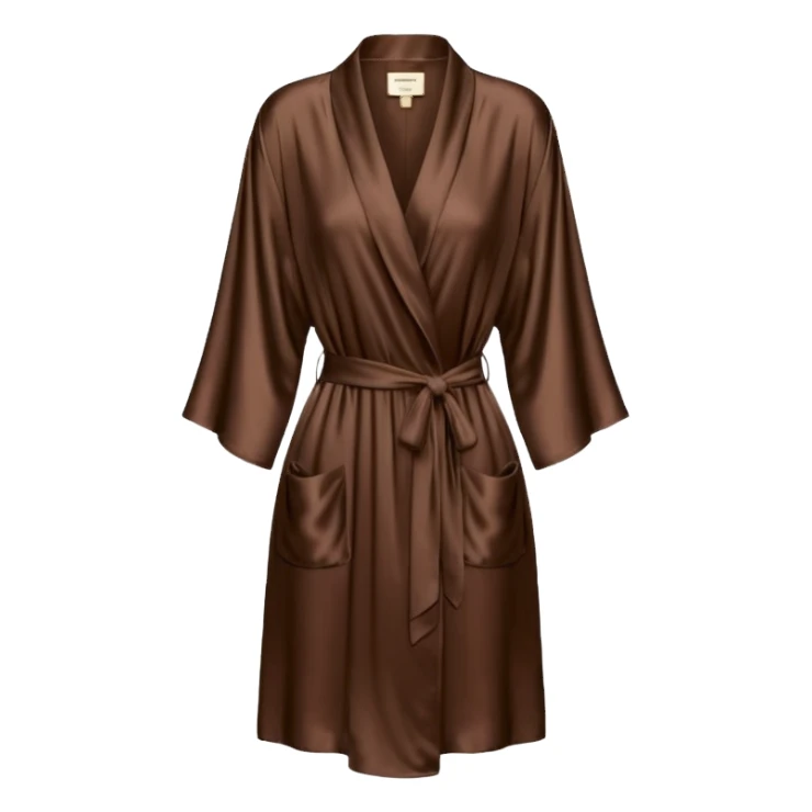 espresso colored silk short womens robe sticker