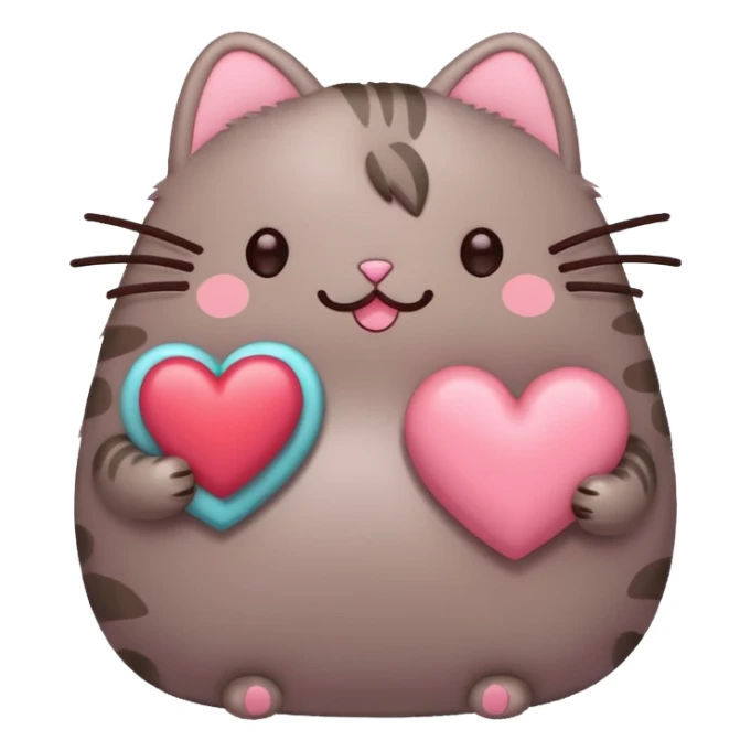 red heart pusheen  sticker