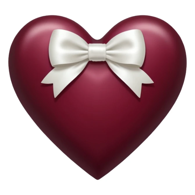dark maroon heart with white bow sticker