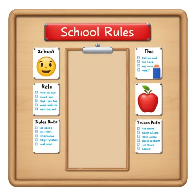 school rules on the noticeboard  sticker