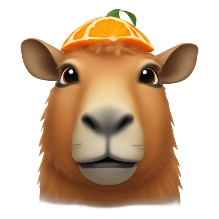 Cabybara with an orange on its head sticker