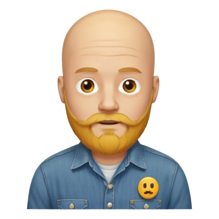 bald man with long yellow beard and shirts sticker