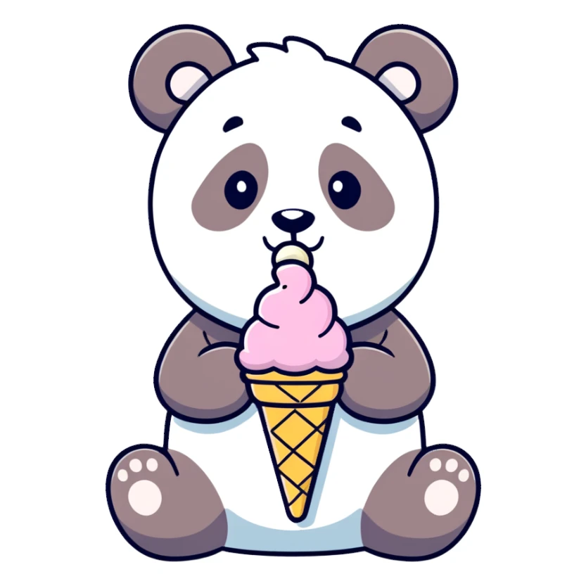 Panda eating ice cream sticker