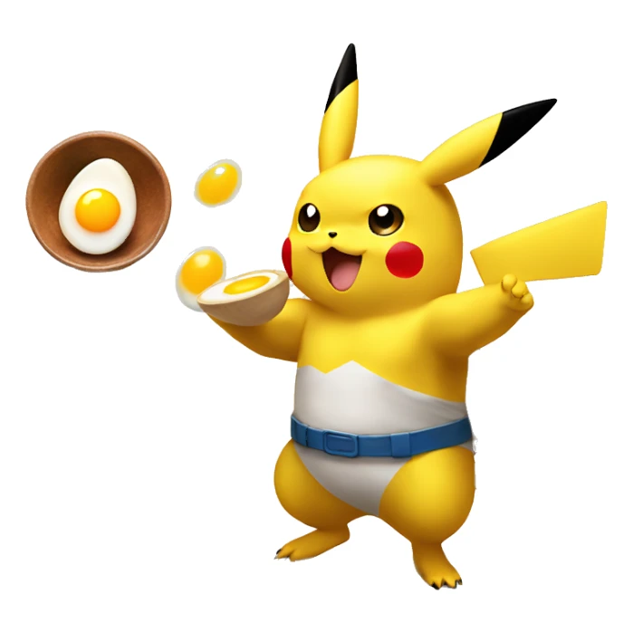 Pikachu serving sunny side up eggs to bodybuilder sticker