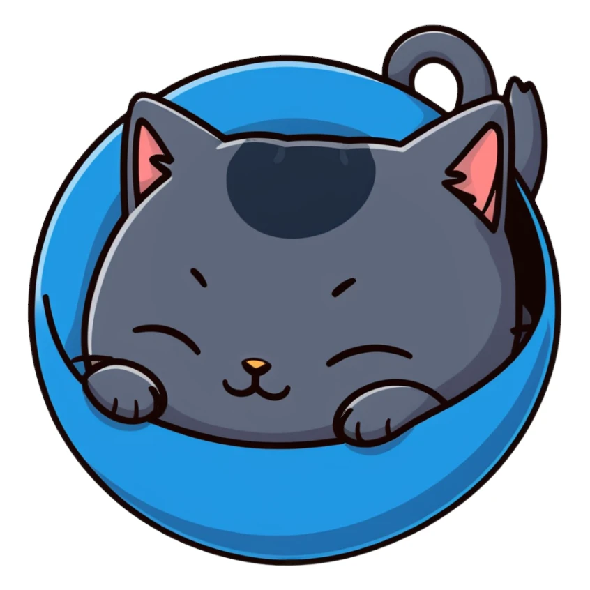A fluffy cat sleeping in a cozy ball sticker