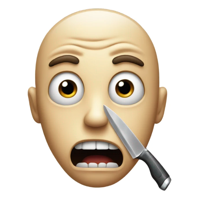 Scared face with knife sticker
