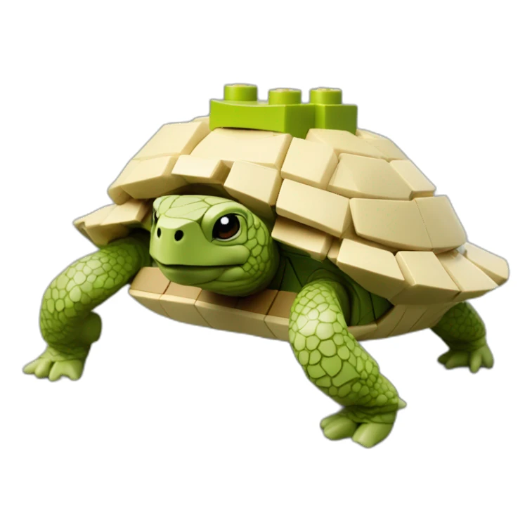 Tortue qui danse avec un LEGO sticker