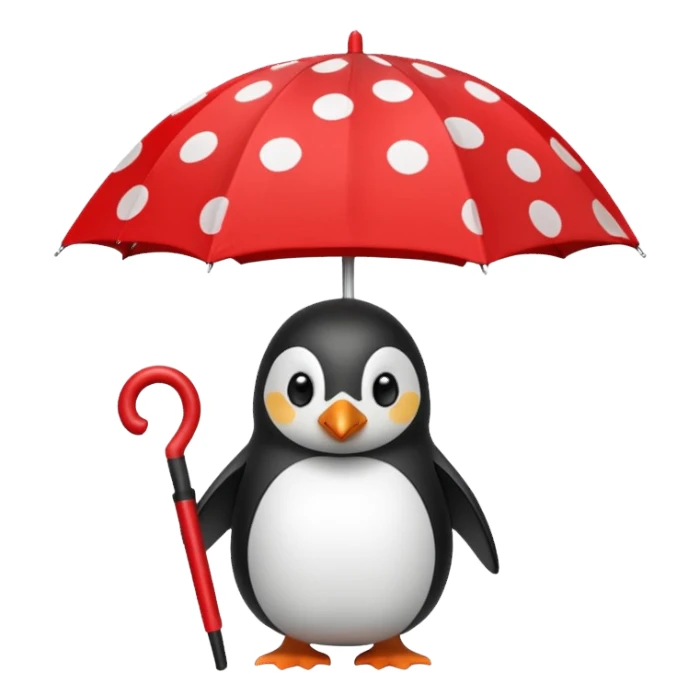 Penguin with red polka-dot umbrella sticker