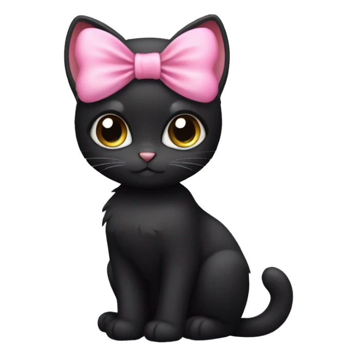 Black cat with a pink bow cute  sticker
