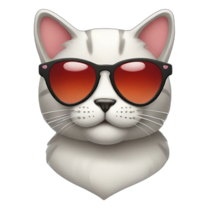 cool cat with heart shades sticker