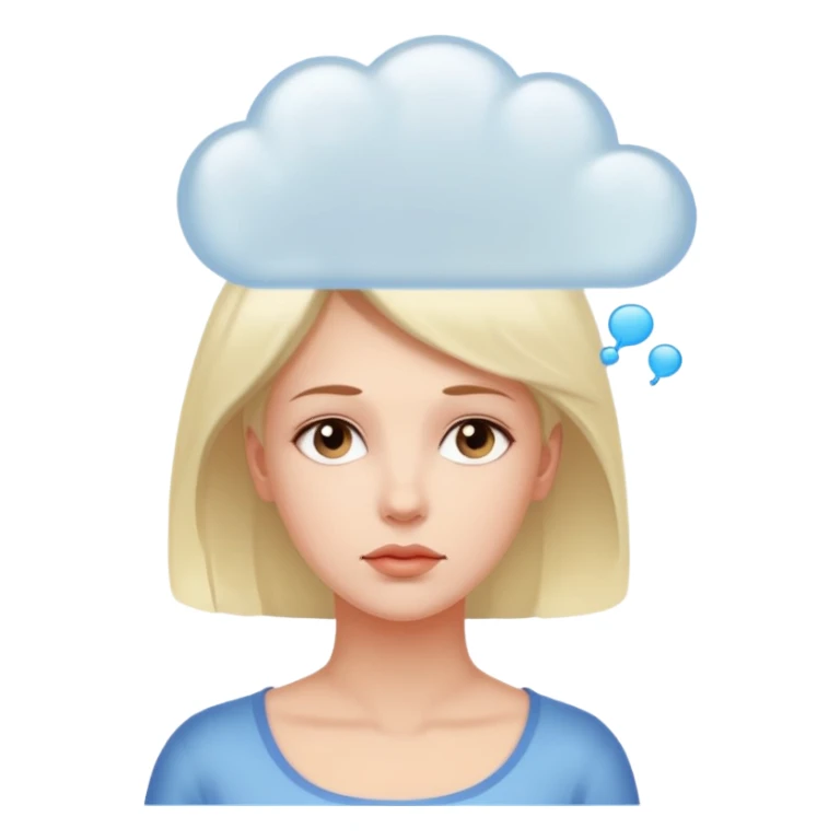 woman thinking with a thinking cloud above her head sticker