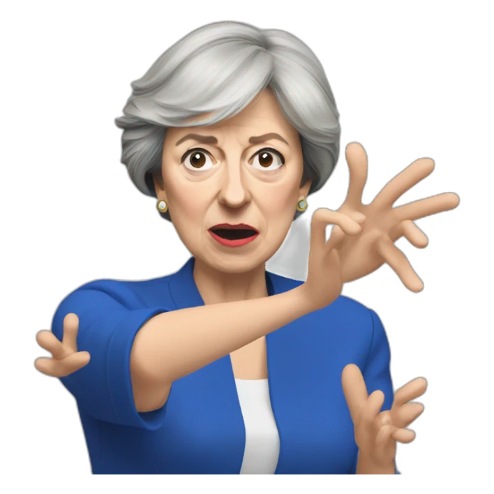 theresa may throwing up sticker