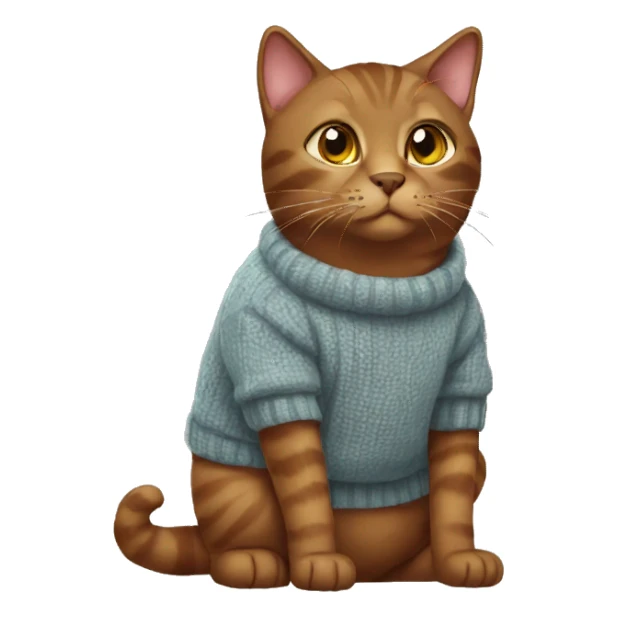 Brown cat wearing a jumper sticker