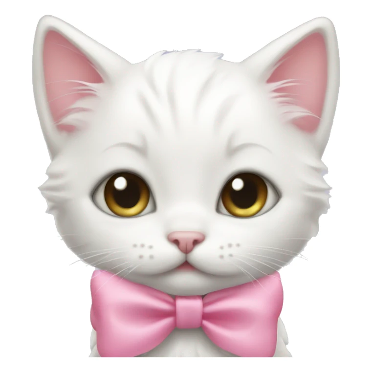 white kitten with pink bow sticker