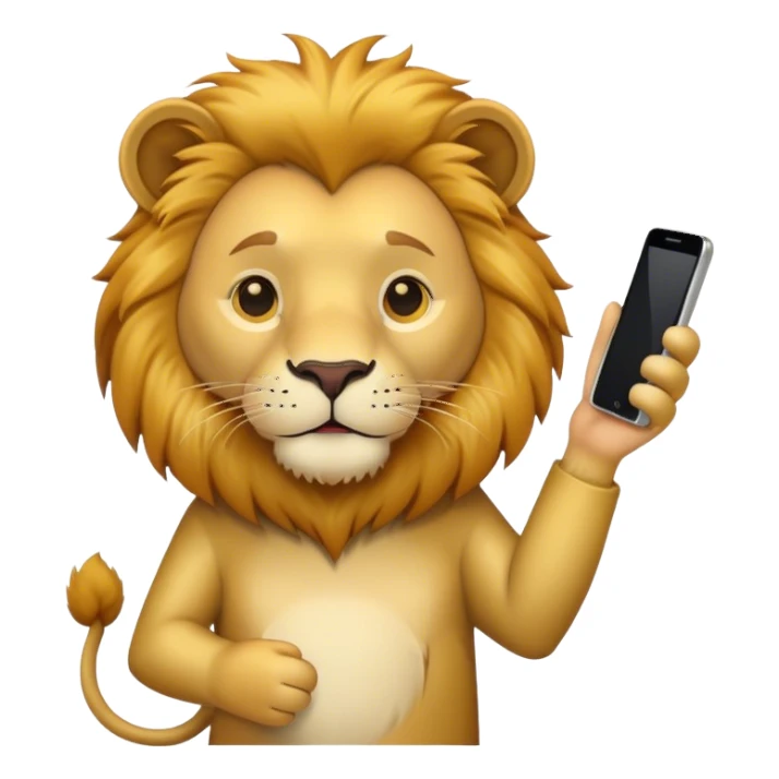 short lion with phone sticker