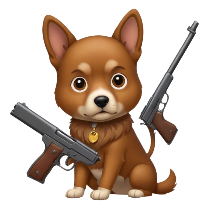 A dog with gun sticker