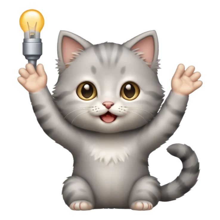 Standing Gray kitten with arms up meowing  sticker