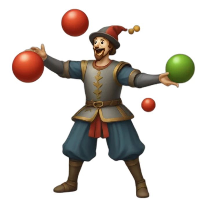 medieval juggler juggling 4 balls sticker