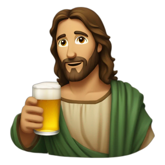 Jesus Christ drinking a beer sticker