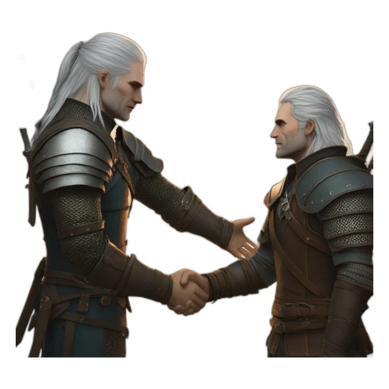 The witcher shaking hands with leo Kennedy sticker
