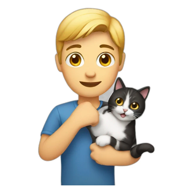 person holding a cat sticker