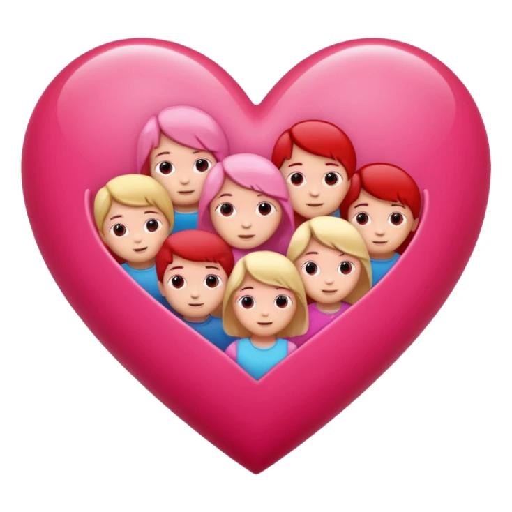 big heart with several small child figures inside sticker