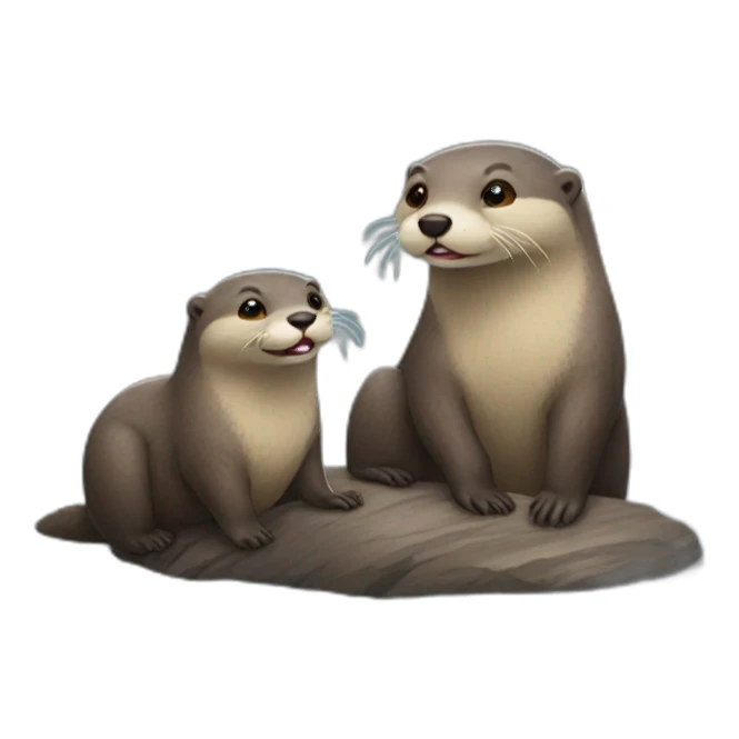 loutre avec un ours sticker