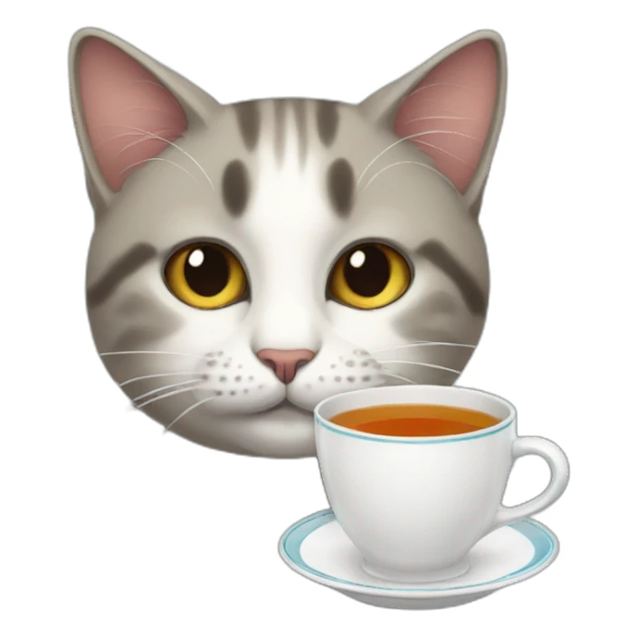 cat drink tea sticker