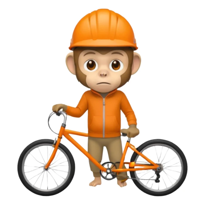 monkey with orange bicycle helmet, sweatshirt sticker