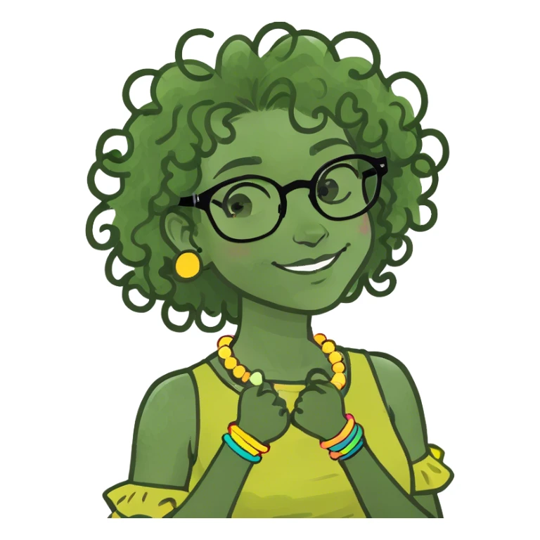 curly haired girl in glasses sticker