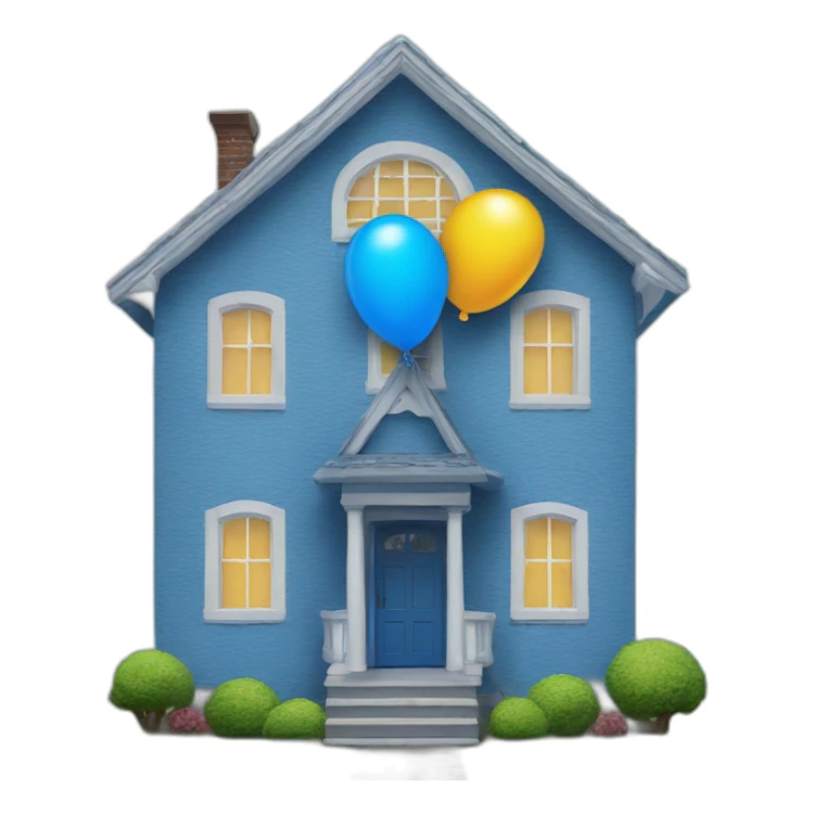 Blue-house-with-ballon sticker